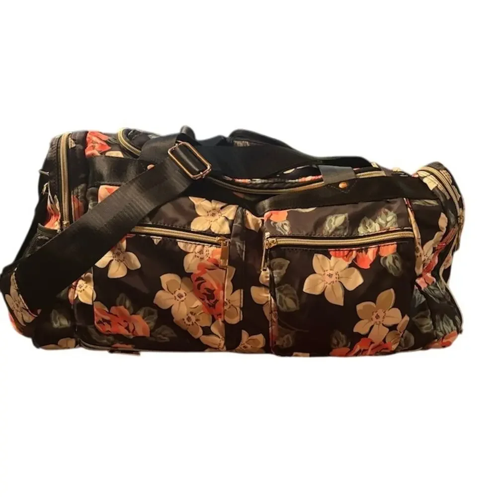 Weekender Bag Floral Duffle Overnight Bag Canvas Travel Carry On Waterproof